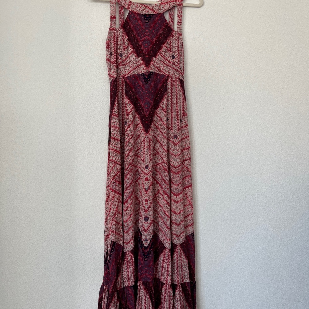 Free People Geometric Tribal Print Lace Up Back Maxi Dress - Picture 5 of 12